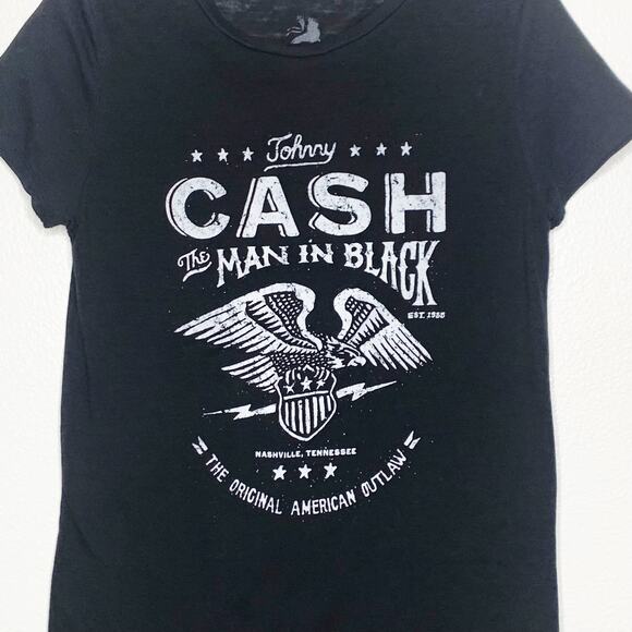JOHNNY CASH The Man In Black Graphic T-Shirt Short Sleeve Crew Neck Black Size S - Picture 2 of 5